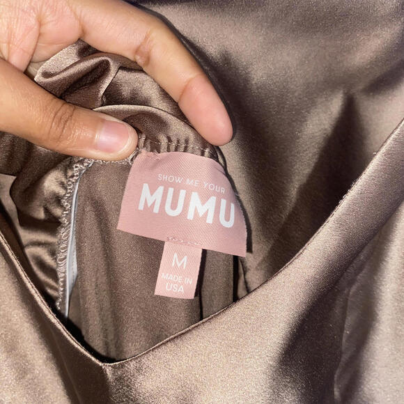 Show Me Your Mumu Copper Maxi Dress Satin M - Picture 3 of 3